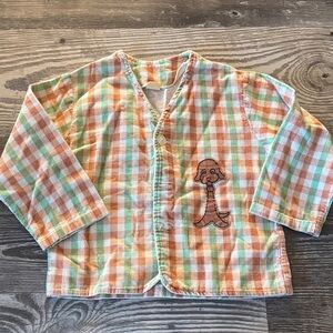 Vintage girls corduroy button up cardigan  with Dog Embroidery